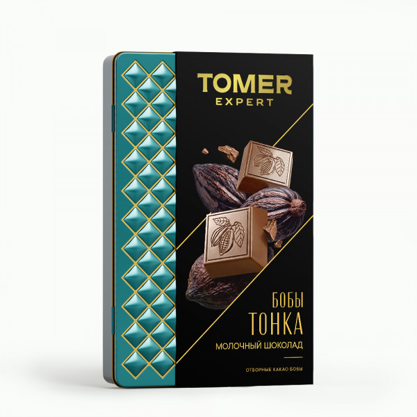 №1 Фабрика Томер металлический бокс Молочный шоколад БОБЫ ТОНКА , 90г в Котласе