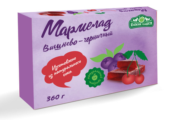 №2 Мармелад  "Вишнево-черничный" белевский 360г   в Котласе