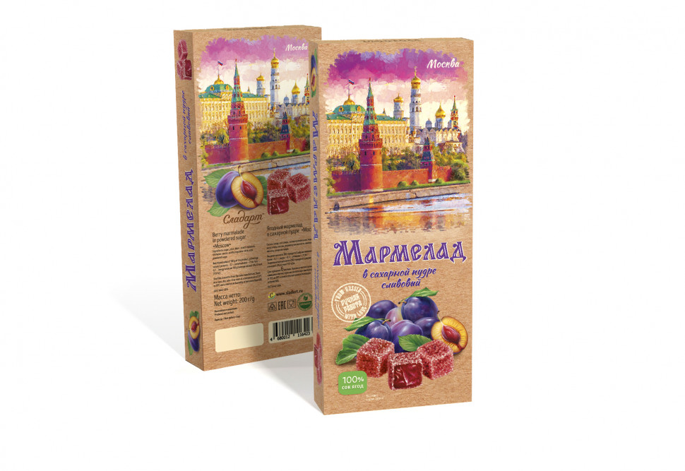  Сладарт Мармелад Сливовый МОСКВА в сахарной пудре (642), 200г   в Котласе